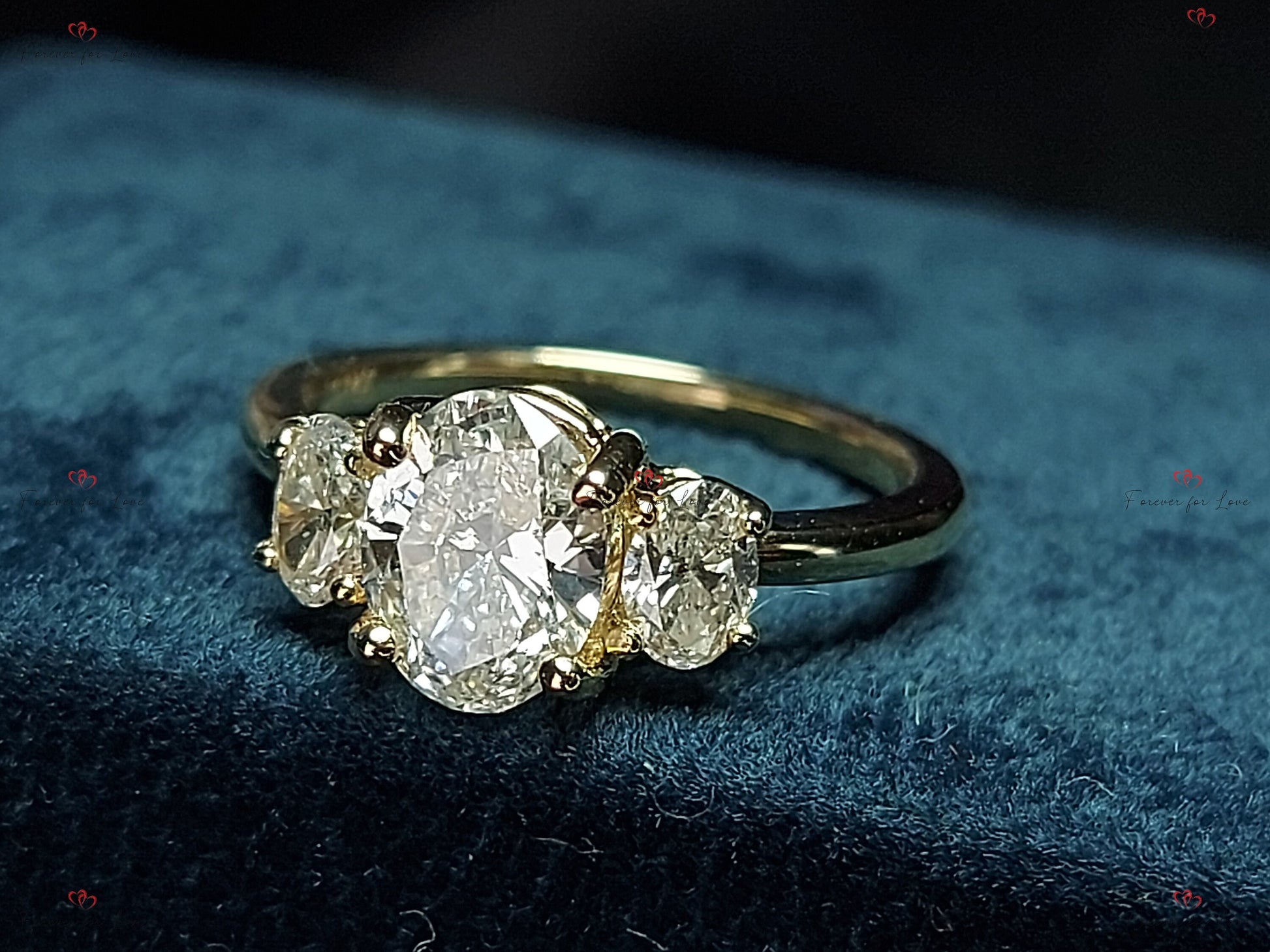 Oval Lab Diamond Three Stone Ring