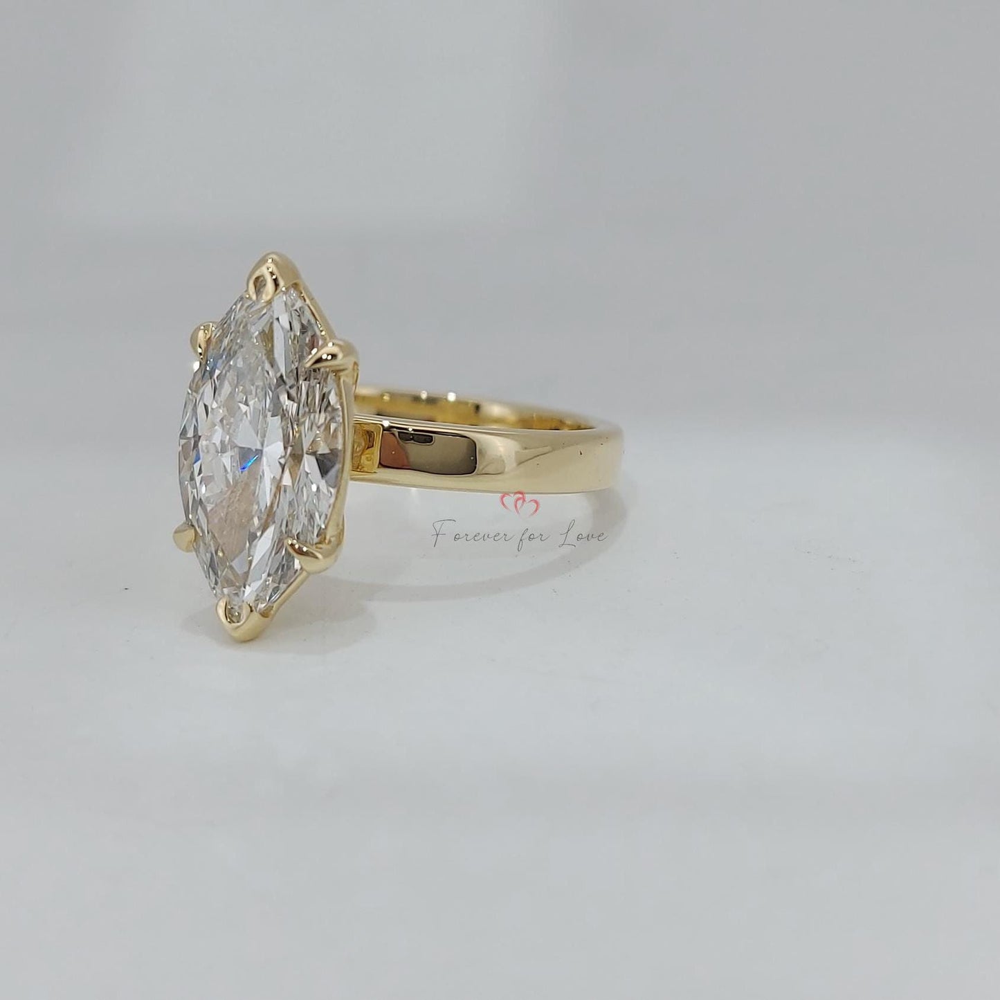 4.12 Ct IGI Certified Marquise Lab Diamond Pavé Engagement Ring Marquise cut 1Ct Moissanite Brilliant Cut engagement ring in 935 Argentium Silver — custom handcrafted by Forever For Love