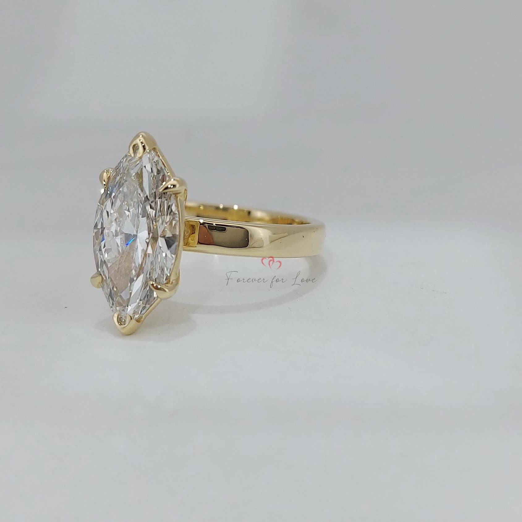 4.12 Ct IGI Certified Marquise Lab Diamond Engagement Ring