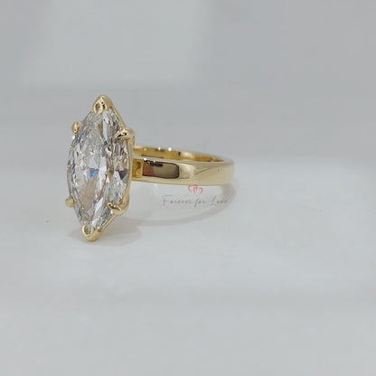 4.12 Ct IGI Certified Marquise Lab Diamond Engagement Ring