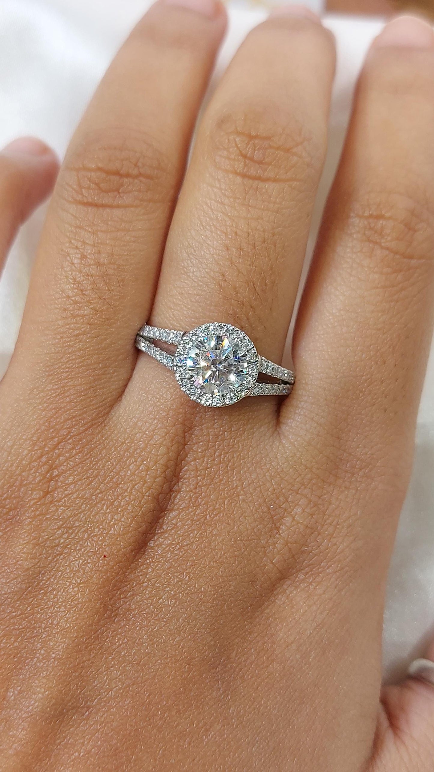 1.7 Ct IGI Certified Round Lab Diamond Engagement Ring Round cut 1Ct Moissanite Brilliant Cut engagement ring in 935 Argentium Silver — custom handcrafted by Forever For Love