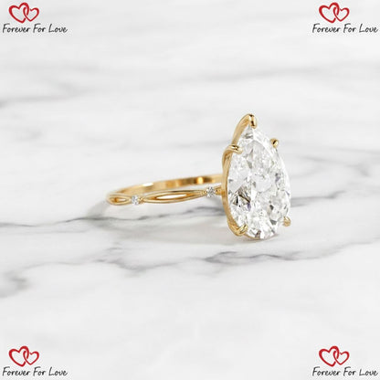3 Ct IGI Certified Pear Lab Diamond Engagement Ring