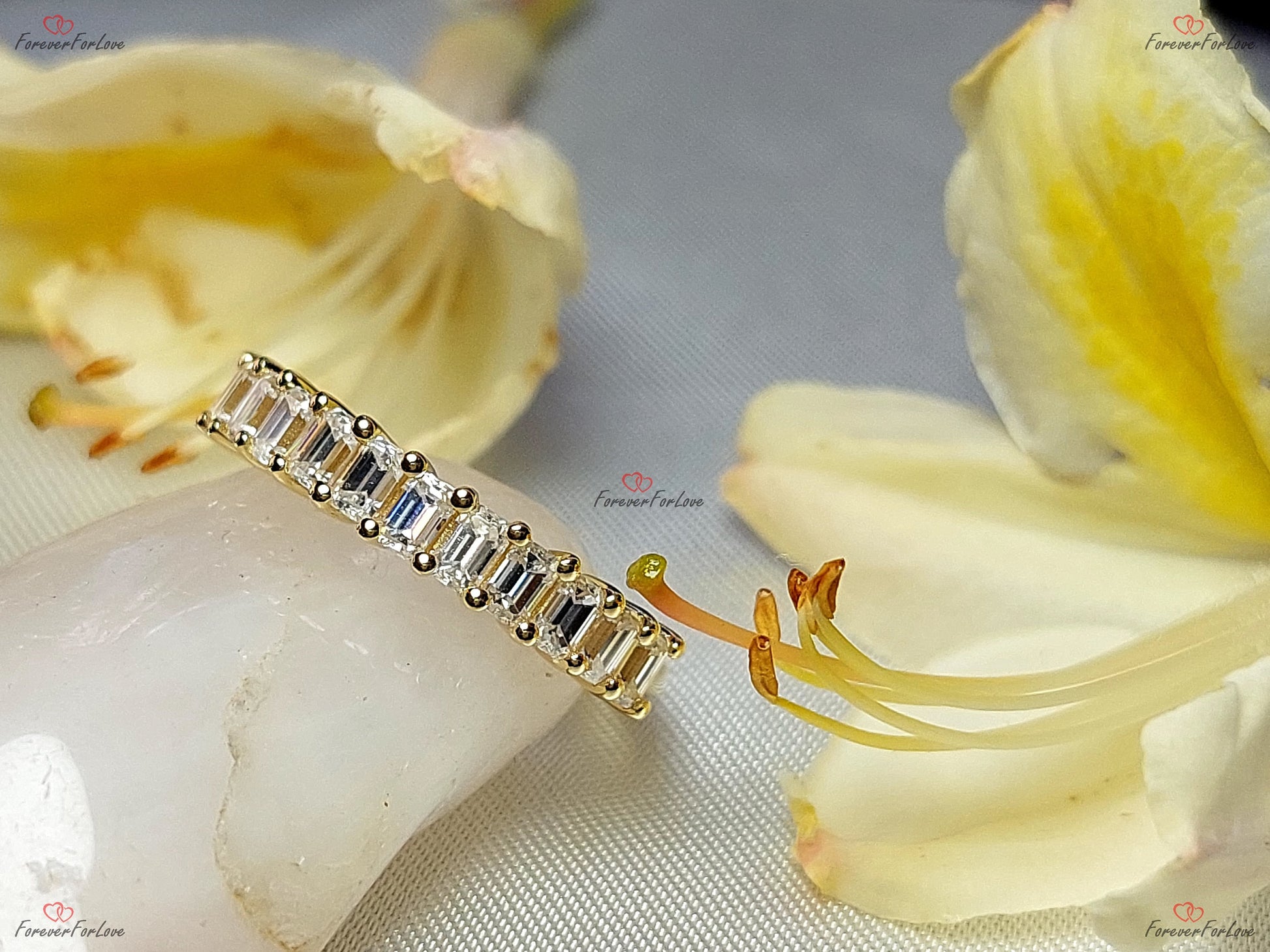 Baguette Moissanite Half Eternity Band