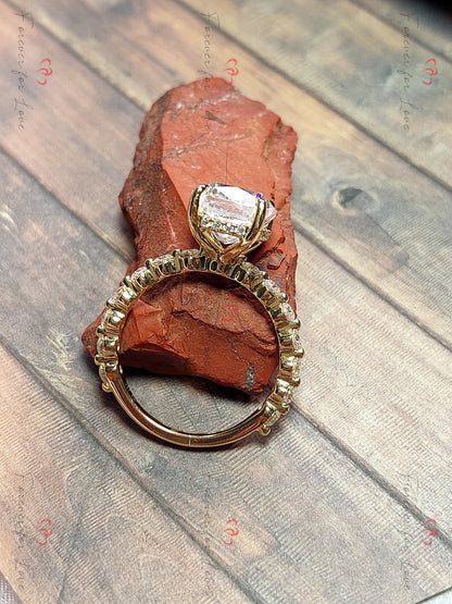 Cushion Cut Moissanite Engagement Ring, 4 ct Moissanite Ring Pave Diamond Ring, Engagement Ring Proposal Promise ring for her.
