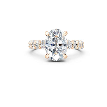 Oval Diamond Engagement Ring with Chunky Pave Band Forever For Love