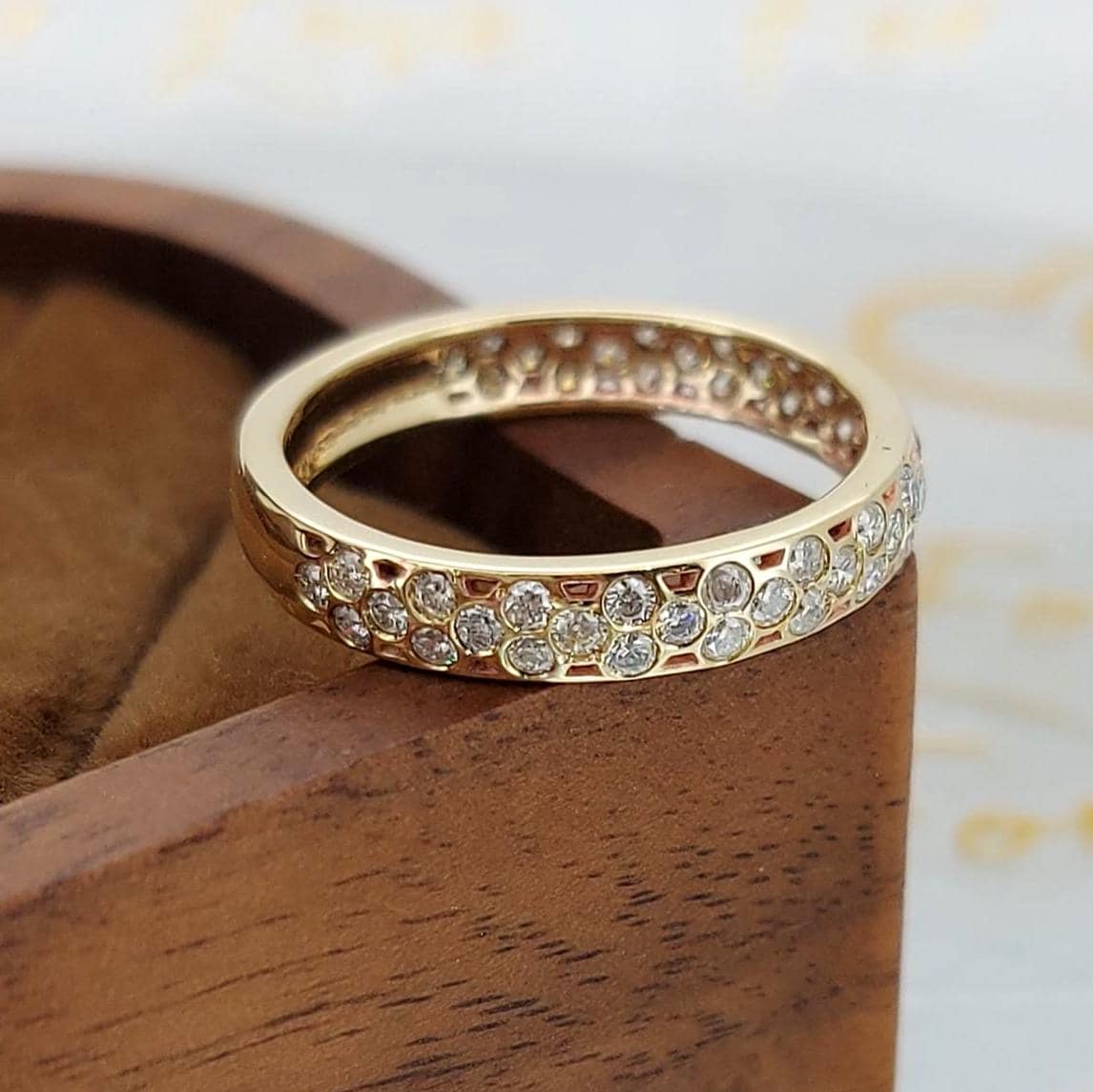 Round Lab Diamond Half Eternity Band
