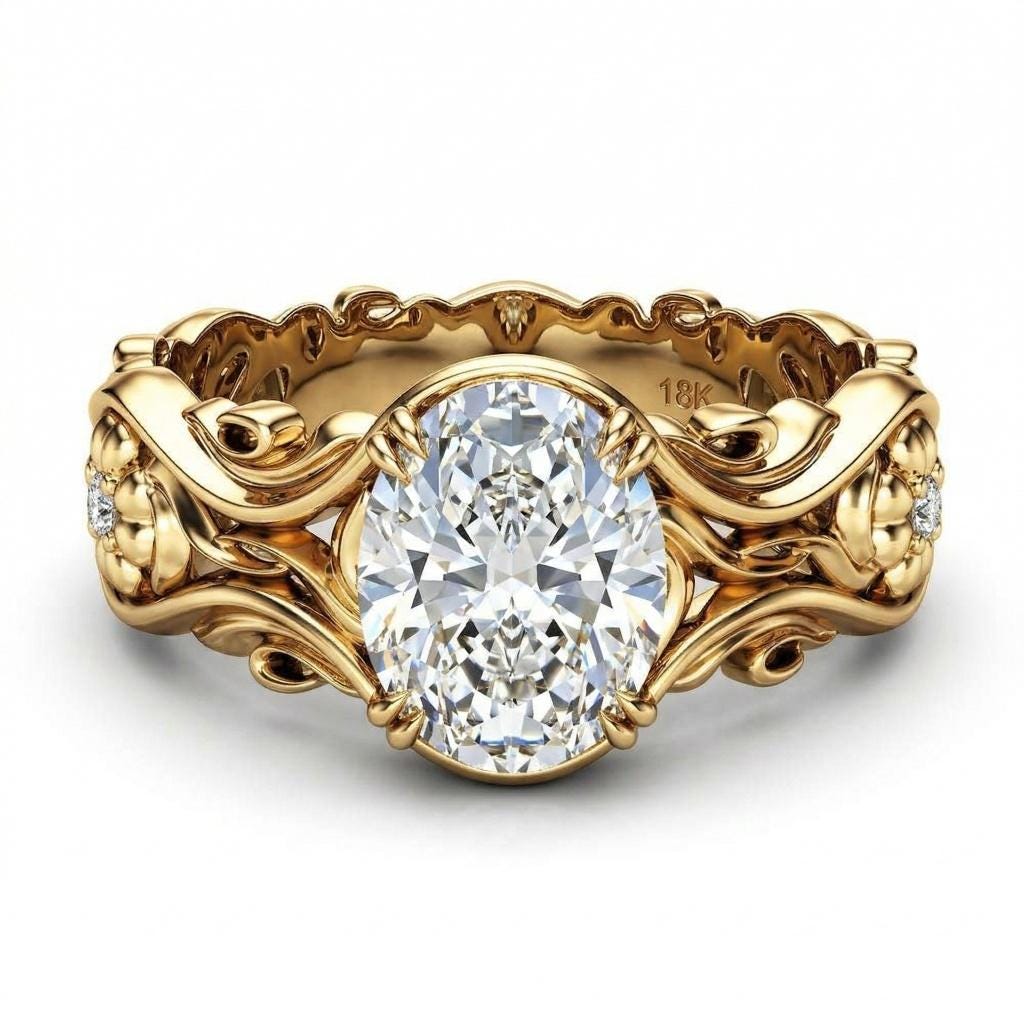 2.5 Ct IGI Certified Oval Lab Diamond Solitaire Engagement Ring Oval cut 1Ct Moissanite Brilliant Cut engagement ring in 935 Argentium Silver — custom handcrafted by Forever For Love