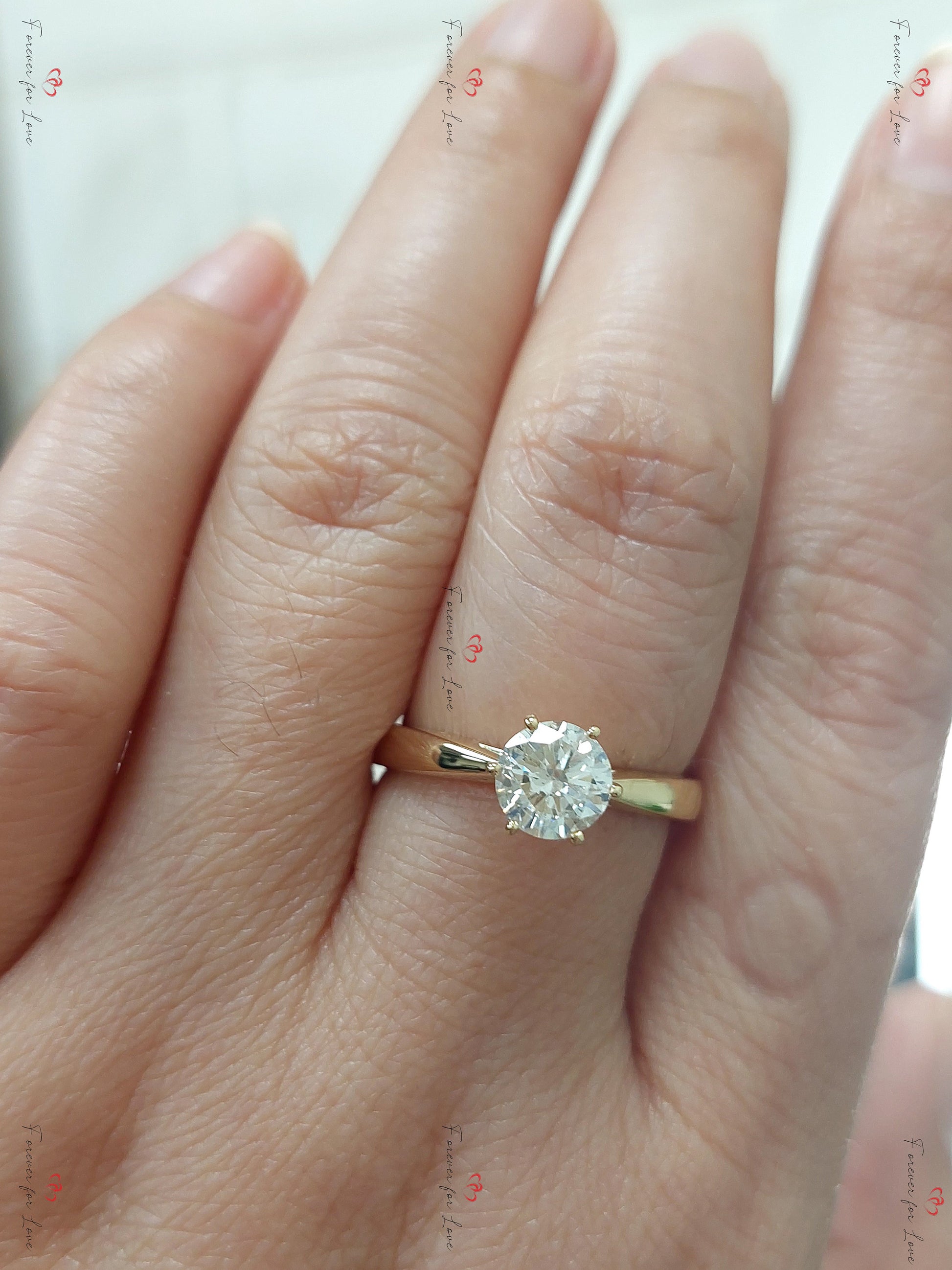 1 Ct Round Natural Diamond Solitaire Engagement Ring