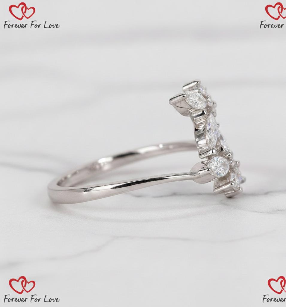 Bague trilogie en diamant de laboratoire Marquise de 0,5 carat Marquise cut Moissanite engagement ring in Gold or Platinum — custom handcrafted by Forever For Love
