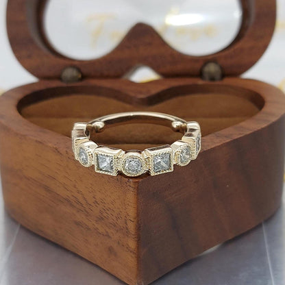 Round Lab Diamond Half Eternity Band