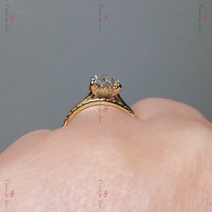 3.5 Ct Oval Lab Diamond Hidden Halo Engagement Ring