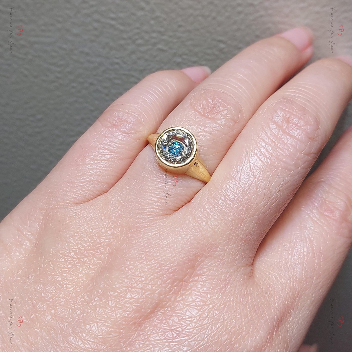 1.5 Ct IGI Certified Rose-Cut Lab Diamond Bezel Engagement Ring Round cut 1Ct Moissanite Brilliant Cut engagement ring in 935 Argentium Silver — custom handcrafted by Forever For Love