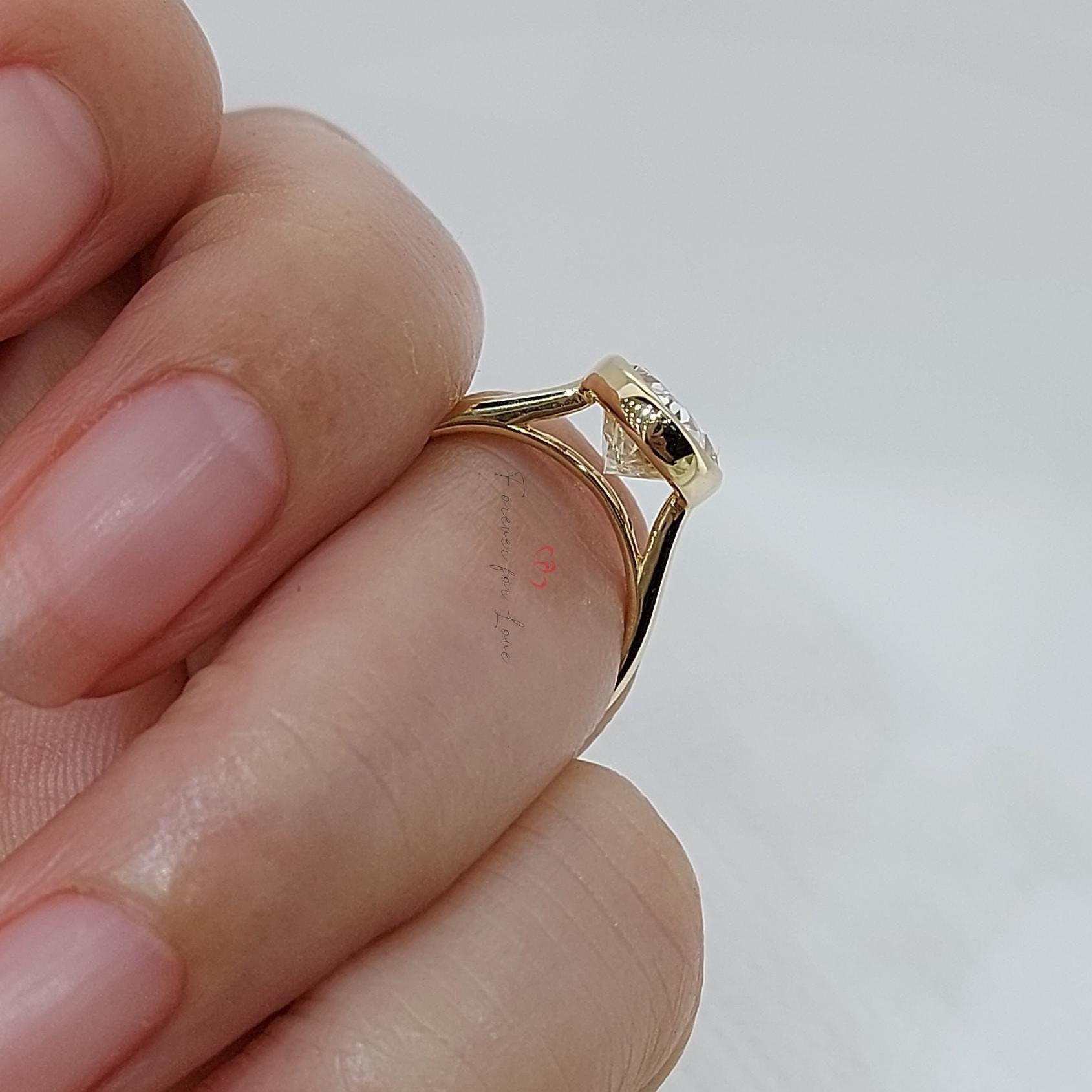 3Ct D VVS1 IGI certified lab grown Oval diamond engagement ring lab created diamond with bezel engagement ring, proposal ring promise Ring