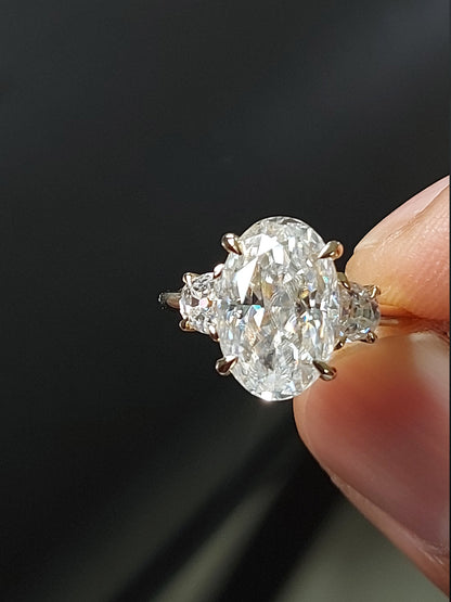 4.6 Ct Oval Moissanite Three Stone Engagement Ring