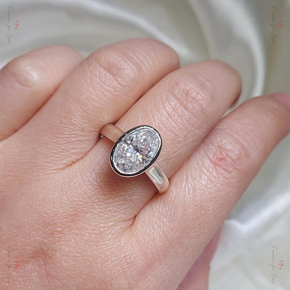 4 Ct Oval Moissanite Halo Engagement Ring