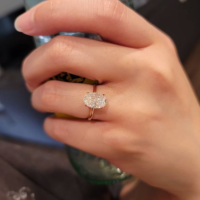 3.5 Ct Oval Moissanite Crushed Ice Hidden Halo Ring Oval cut 1Ct Moissanite Brilliant Cut engagement ring in 935 Argentium Silver — custom handcrafted by Forever For Love