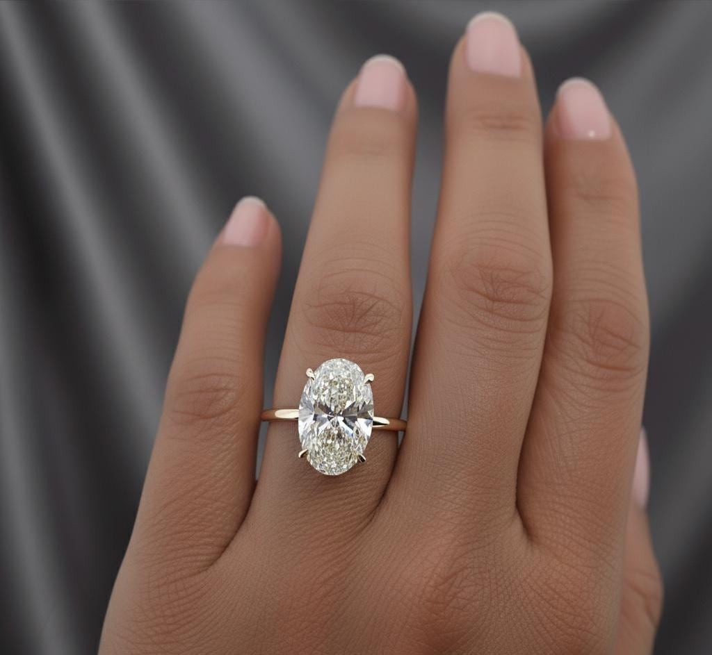 5 Ct IGI Certified Oval Lab Diamond Engagement Ring
