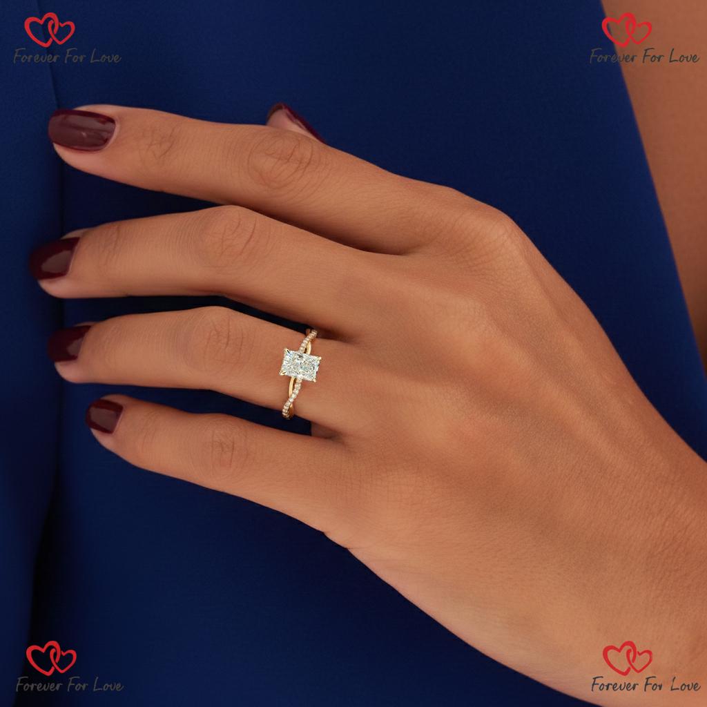 1.10 Ct IGI Certified Radiant Lab Diamond Engagement Ring