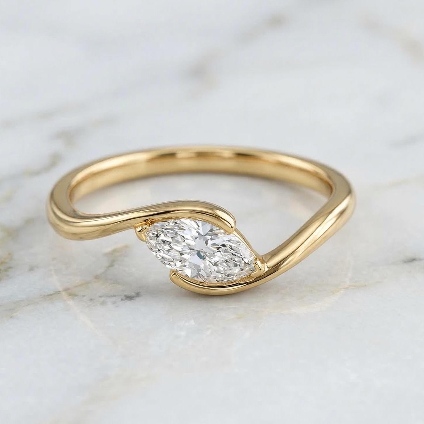 1 Ct IGI Certified Marquise Lab Diamond Engagement Ring
