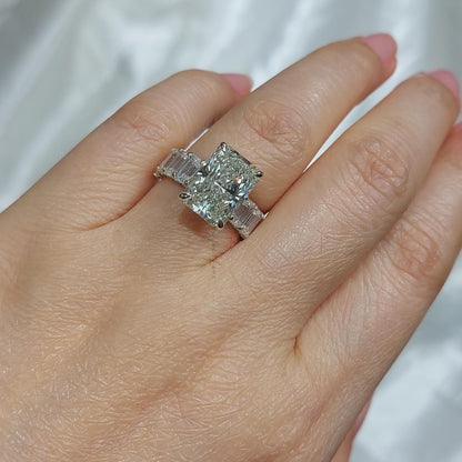 5 Ct Radiant Lab Diamond Solitaire Engagement Ring