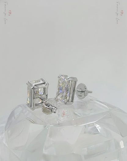4 Karat Radiant Cut Lab Grown Diamantohrstecker: 14K Weißgold