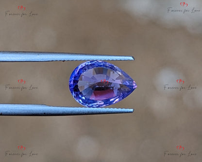 Lavendelsaphir 3,2 Karat, naturbelassener, unbehandelter loser Edelstein aus Ceylon in Birnenform, 10,3 mm x 7,2 mm, individuelles Schmuckgeschenk für sie