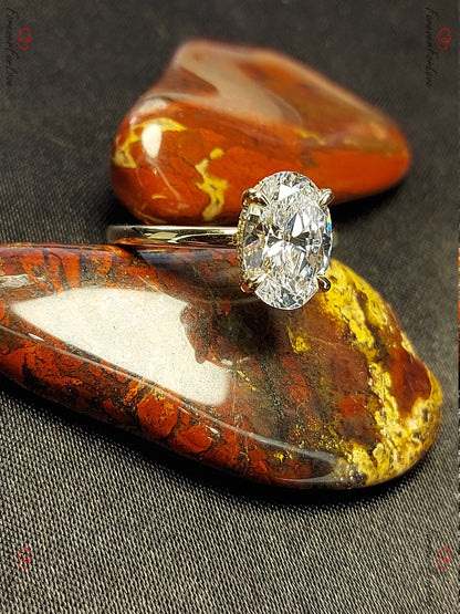 2.5 Ct Oval Diamond, Moissanite Hidden Halo Engagement Ring