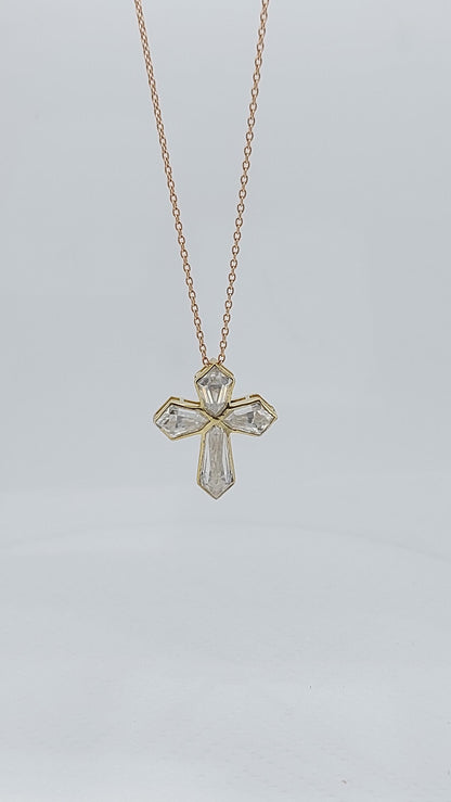 14k Massivgold Diamant Kreuz Halskette für Frauen, Diamant Kreuz Anhänger, Religiöser Schmuck, Christlicher Glaube Anhänger, Kreuz Geschenk für Frauen