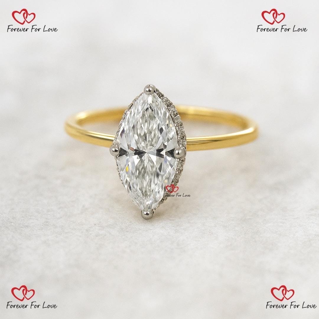 1 Ct IGI Certified Marquise Lab Diamond Engagement Ring