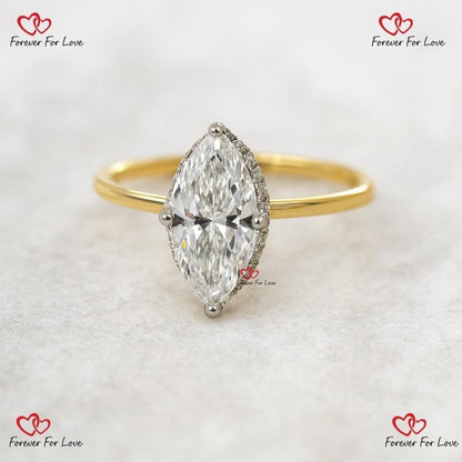 1 Ct IGI Certified Marquise Lab Diamond Engagement Ring