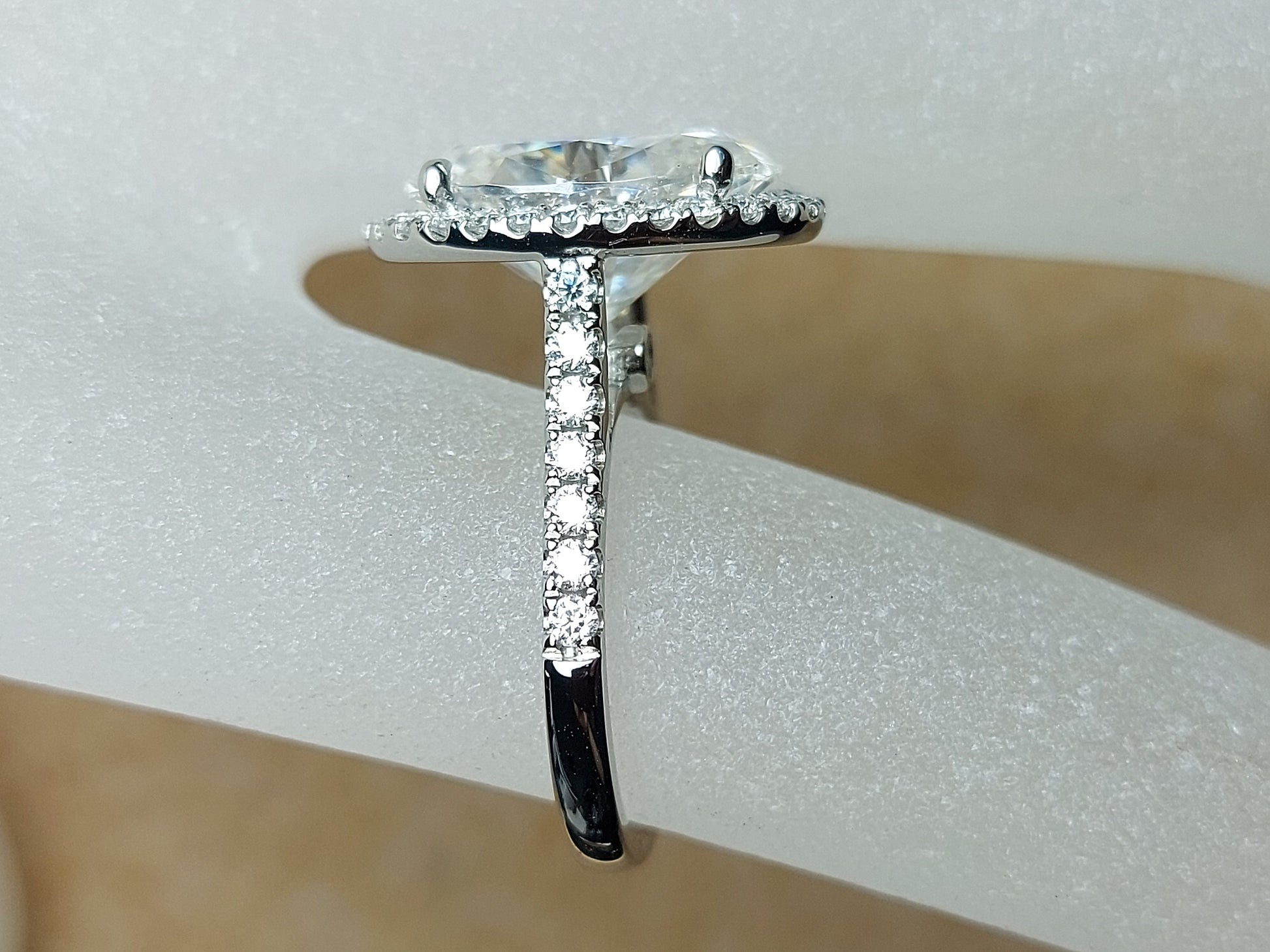 7 Ct Oval Diamond, Moissanite Halo Engagement Ring