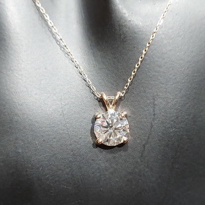 Collier diamant rond, or rose 14 carats, pendentif rond délicat et minimaliste, véritable diamant, collier femme, cadeau spécial pour elle.