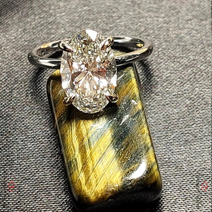3 Ct Oval Lab Diamond Hidden Halo Engagement Ring