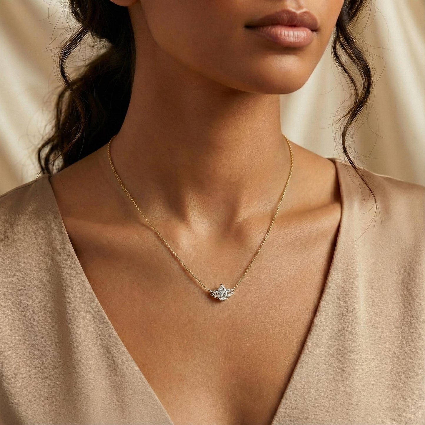 Pear Cut Diamond Pendant necklace, IGI Certified 1.5 Carat E Color VVS2 Clarity 14k Yellow Gold, Lab Grown Diamond Moissanite engagement ring in Gold or Platinum — custom handcrafted by Forever For Love
