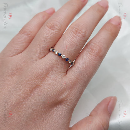 Round Diamond, Sapphire Eternity Band