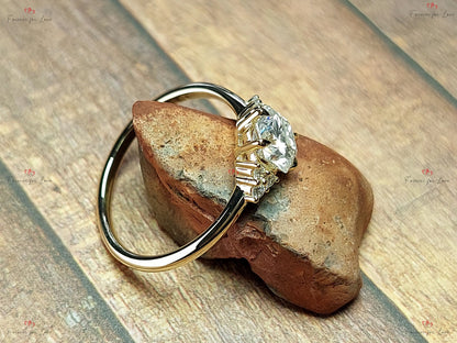 Hexagon Moissanite Engagement Ring