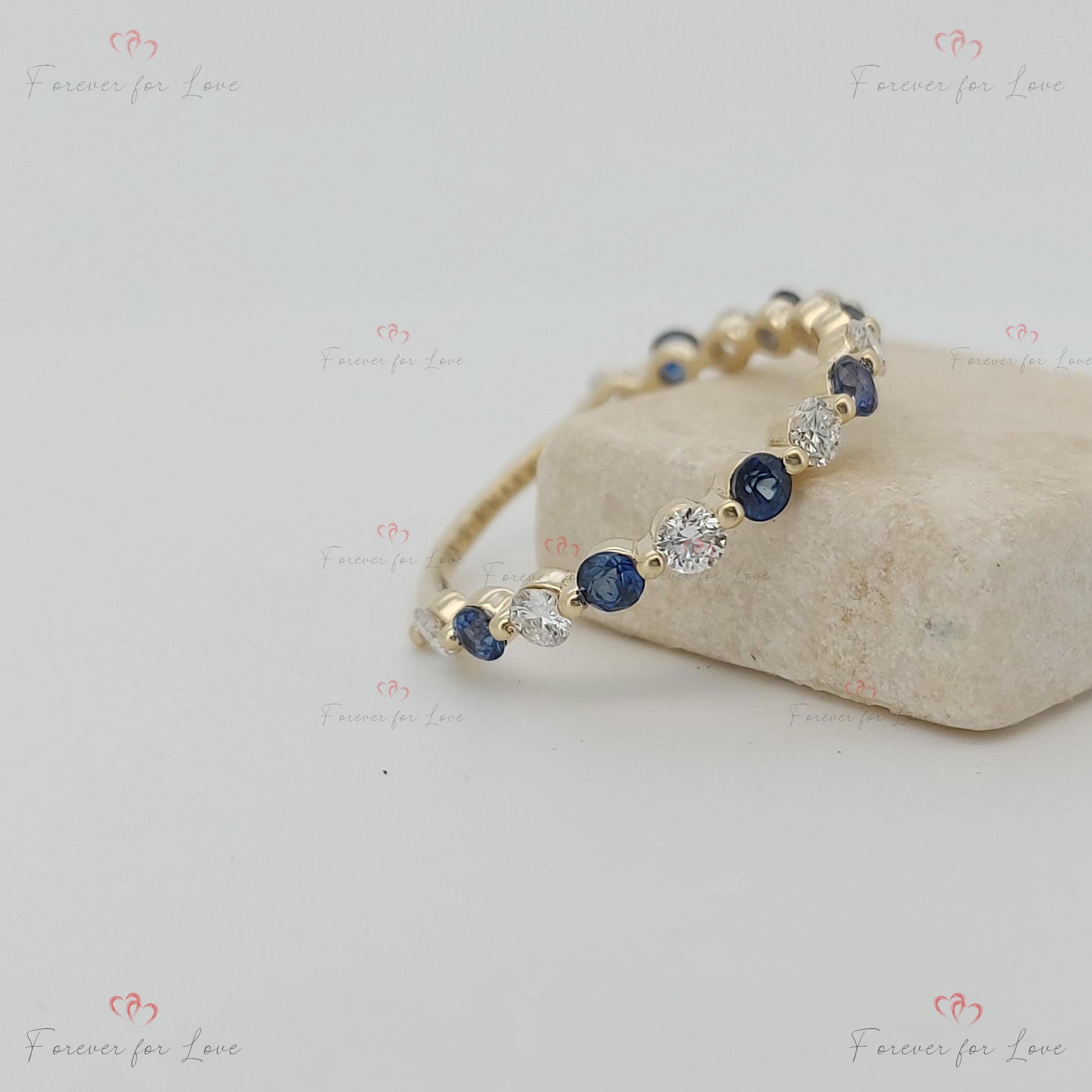 Round Diamond, Sapphire Eternity Band