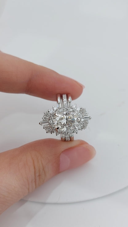 2 Ct Oval Moissanite Hidden Halo Engagement Ring