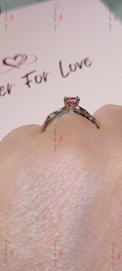 Oval Natural Diamond, Morganite Engagement Ring