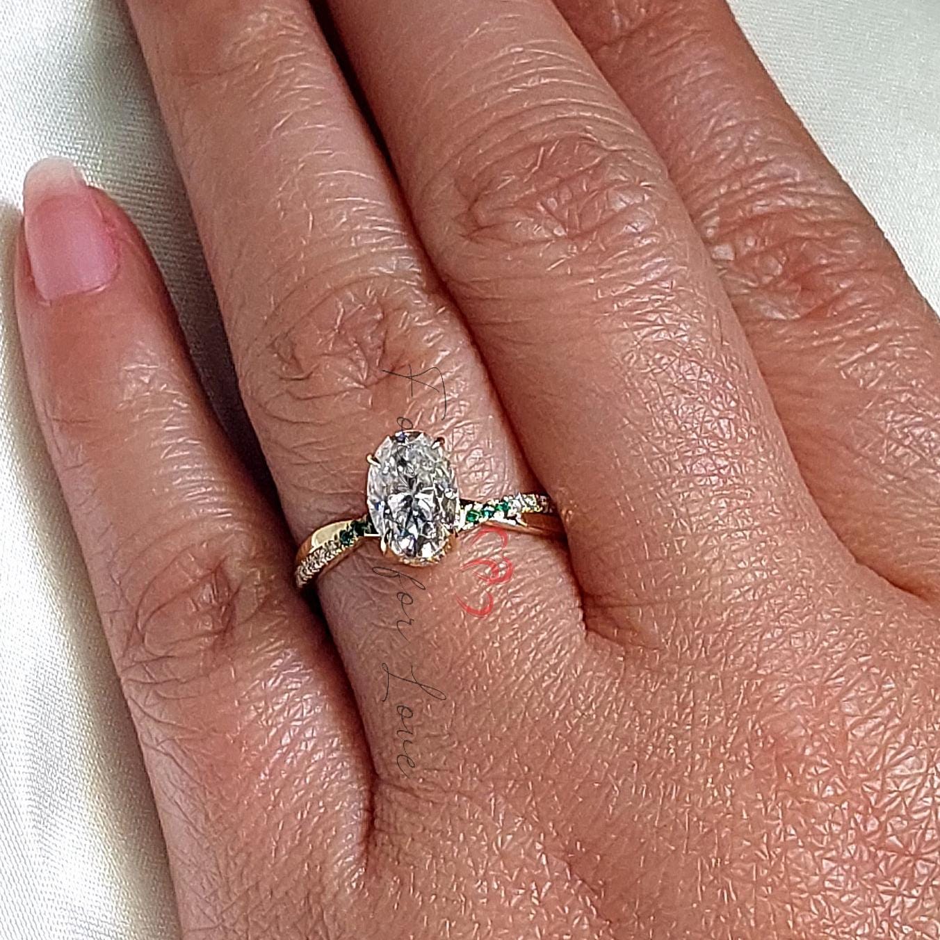 Oval Moissanite and Diamond Engagement Ring,Bridal Promise Ring 1.5 Ct Moissanite in 14k Gold Diamond Twisted band Gift for her. Oval cut 1Ct Moissanite Brilliant Cut engagement ring in 935 Argentium Silver — custom handcrafted by Forever For Love