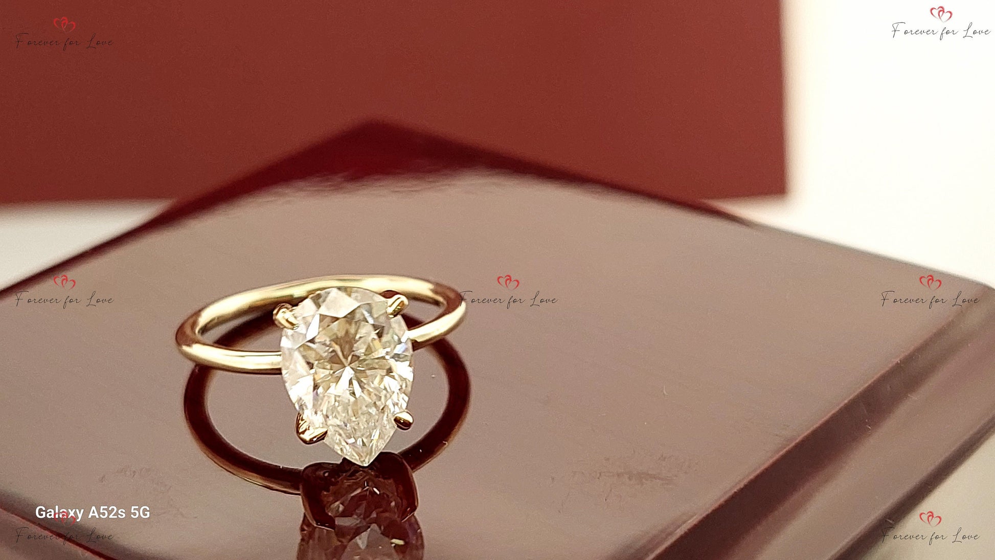 2 Ct Pear Diamond, Moissanite Hidden Halo Engagement Ring