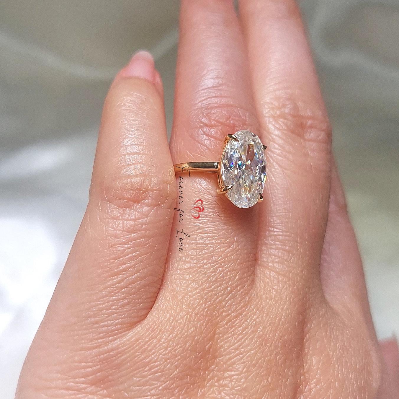 Oval Cut Engagement engagement ring 5.5 Ct Crushed ice Oval 13.5* 8.5mm Moissanite donut setting ring low setting Ring Anniversary For her.