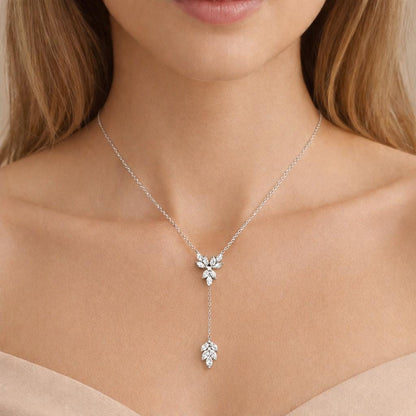 Marquise Diamant Halskette, 14 Karat Weißgold, zierliche minimalistische Halskette, Labor-Diamant-Halskette, einzigartiges Design, besonderes Geschenk für Sie.