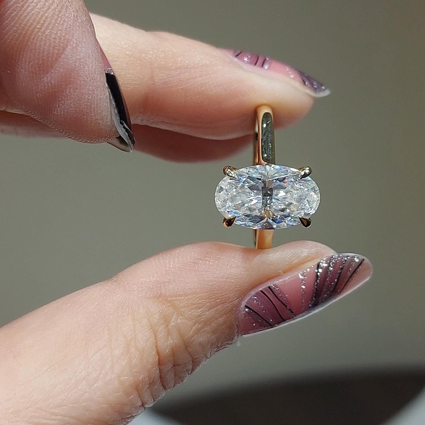5 Ct Oval Diamond, Moissanite Halo Engagement Ring Oval cut 1Ct Moissanite Brilliant Cut engagement ring in 935 Argentium Silver — custom handcrafted by Forever For Love