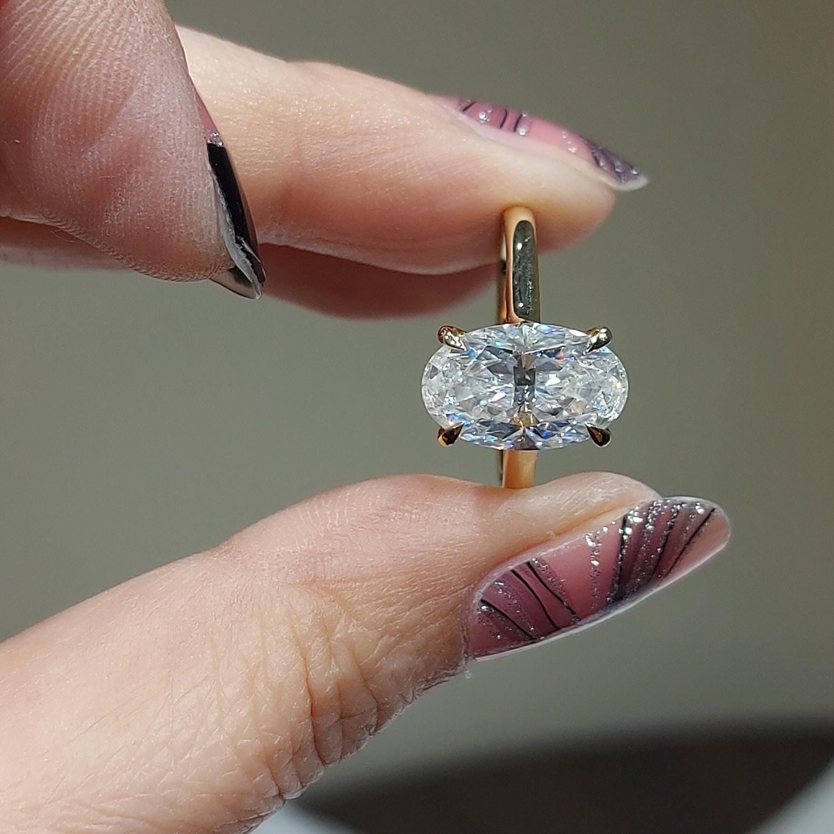5 Ct Oval Diamond, Moissanite Halo Engagement Ring