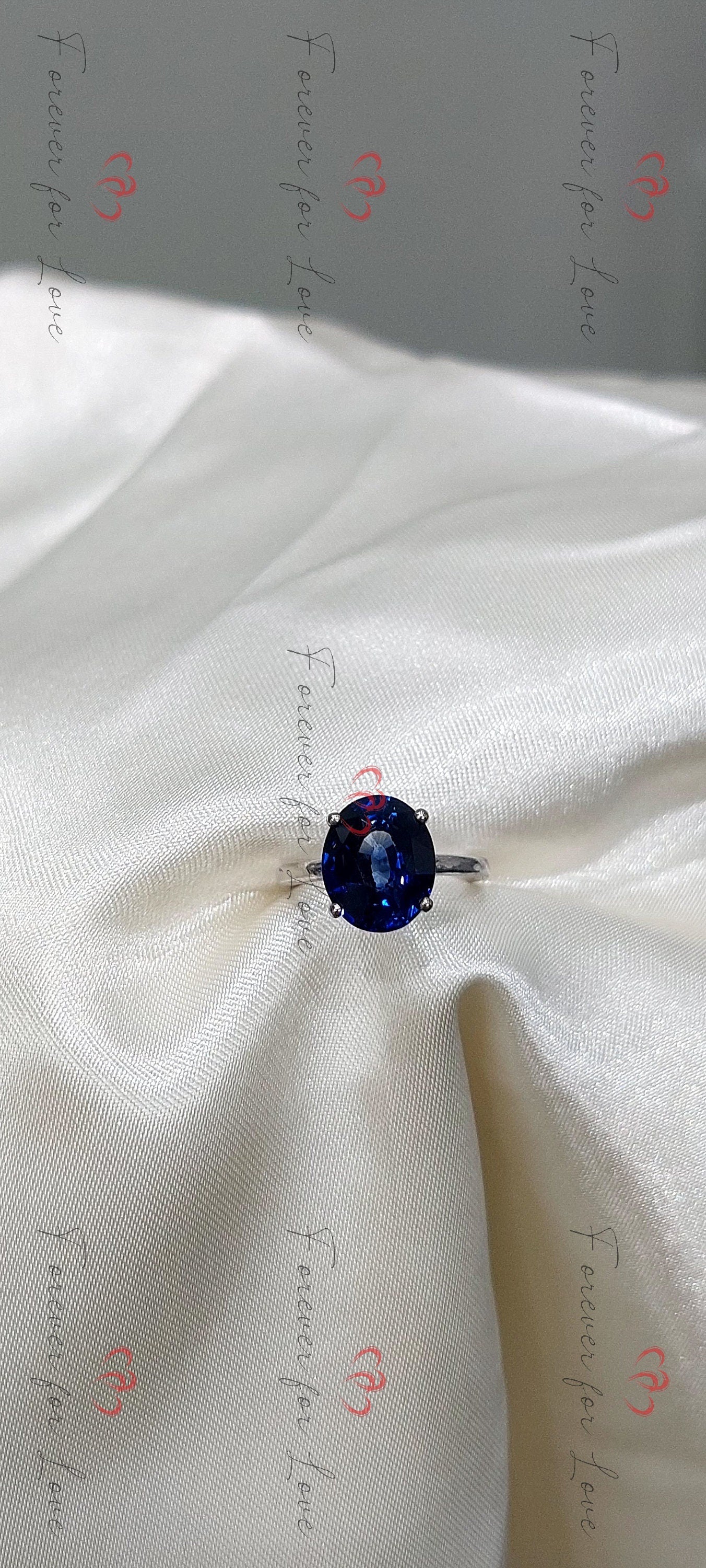 3.78 Ct Oval Blue Diamond, Sapphire Engagement Ring