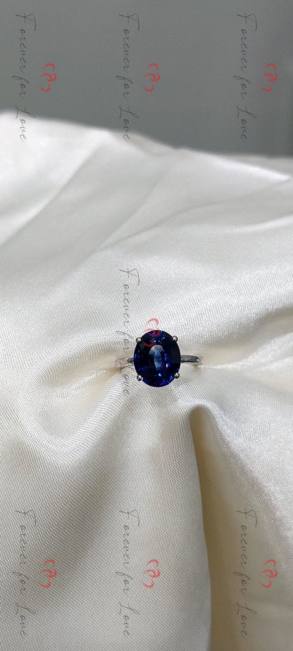 3.78 Ct Oval Blue Diamond, Sapphire Engagement Ring