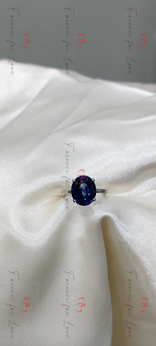 3.78 Ct Oval Blue Diamond, Sapphire Engagement Ring