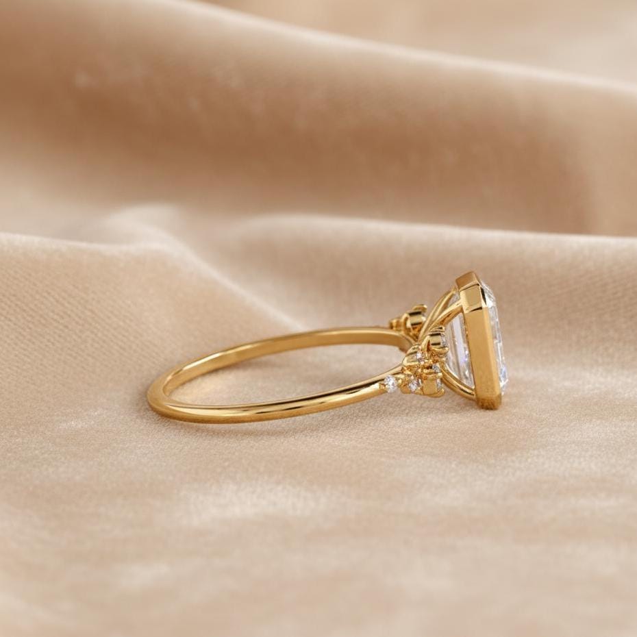 2 Ct IGI Certified Emerald Lab Diamond Engagement Ring Emerald cut Moissanite engagement ring in Gold or Platinum — custom handcrafted by Forever For Love