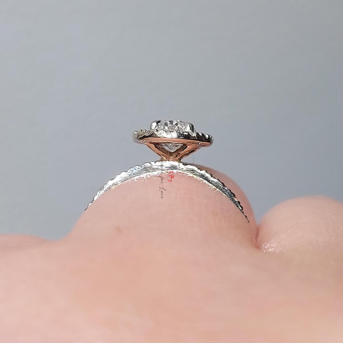 1.5 Ct Oval Diamond Art Deco Halo Engagement Ring Oval cut 1Ct Moissanite Brilliant Cut engagement ring in 935 Argentium Silver — custom handcrafted by Forever For Love